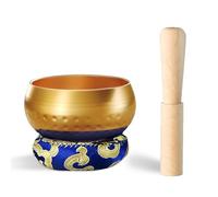 REGIS Juego de cuencos tibetanos tibetanos, decoración zen para alivio del estrés y atención plena, cuenco hecho a mano en Nepal para curación y atención plena (oro, 7.6 cm)