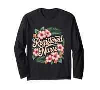 Registered Nurse Hawaiian Summer Vibes Nursing Apparel Manga Larga