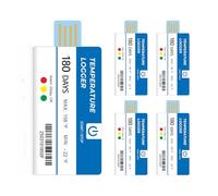 Registrador de datos de temperatura, USB, paquete de 5 registradores de datos desechables, 129600 puntos, 180 días, informes PDF, alta precisión, IP67, impermeable, alarma, registro de datos de