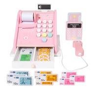 Registradora De Madera: Supermercado De Simulación, Conteo De Dinero para Juegos De Simulación | Juguete De Cajero Colorido con Escáner De Tarjeta De Crédito, Mostrador De Pago Educativo para Niñ