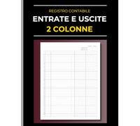 Registro Contabile Entrate e Uscite: Prima Nota 2 Colonne per piccole imprese e gestione finanziaria. Libro Mastro professionale per registrare debiti e crediti.