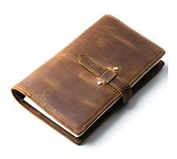 Registro Cuero de Vaca Cuaderno Hebilla de Cuero Libro de Mano Cuaderno de Viaje Cremallera Cuaderno Retro Carpeta Diario Portátil (Color : Brown)