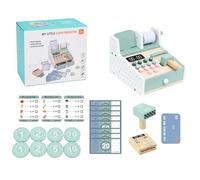 Registro de calculadora de juego de madera de fingir - Máquina de pago de juguete para niños | Registro de aprendizaje imaginativo para niñas de niños, juego de escena de compra de supermercados, jueg