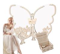 Registro de invitado de Mariposa, Butterfly Baby Shower Baby Guest Book | Decoraciones de Boda de Madera para la Ceremonia,Elegante Libro de visitas, Recuerdos para la graduación de cumpleaños