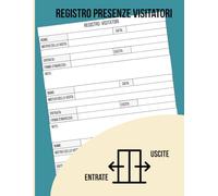 Registro: Libro visitatori, controllo accessi e presenze. Agenda per tracciare entrate ed uscite ideale per uffici, eventi e reception