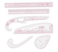 Regla curva francesa, 6 reglas de costura transparentes de estilo con escala, regla de plástico flexible para coser ropa de vestir DIY.