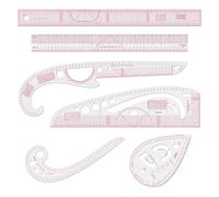 Regla curva francesa para coser, 6 reglas de costura transparentes con escala, regla de plástico flexible para confección de ropa y vestidos de bricolaje