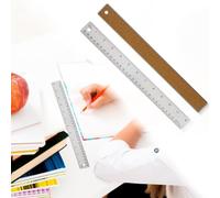 Regla de acero inoxidable de grado industrial con parte trasera de corcho para un posicionamiento seguro al cortar, dibujar o planificar (40 cm)