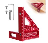 Regla de Ángulo de Carpintería, Multifuncional Ángulo de 45/90 Grados Regla, 3D Multiángulo Escuadra Carpintero de Aleación de Aluminio para Ingeniero, Carpintero (Rojo)