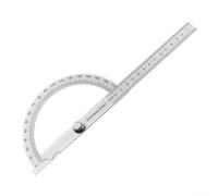 Regla de ángulo del transportador de acero inoxidable de 180 grados con tornillo de bloqueo ajustable para una medición estable en tareas de carpintería, arquitectura e ingeniería