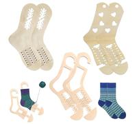 Regla de calcetines para tejer medias de madera natural - Peines de madera de 6 piezas, herramientas de manualidades domésticas, de tejer de forma ajustable, forma de punto hecha a mano, medidor