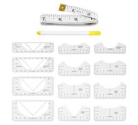 Regla De Costura De 12 Piezas, 1 pieza de regla suave, Bolígrafo De Desvanecimiento De 1 Pieza, Accesorios De Costura, Regla De Medición De Camisetas, Regla De Alineación De Prendas