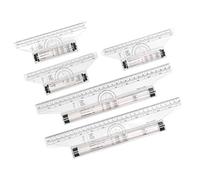 Regla de dibujo, 5 uds., 15 cm, 30 cm, escala transparente, regla rodante de medición de plástico ligero y transparente con fórmulas para el trabajo