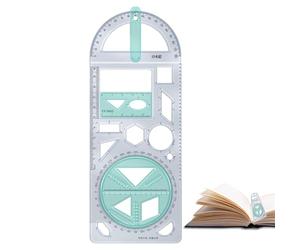 Regla De Dibujo Geométrico: Plantilla De Dibujo Matemático Todo En, Escala Multifuncional Giratoria, Herramienta De Dibjo Inastillable Para Estudiantes, Plantilla De Arte Geométrico Creativo | Pa