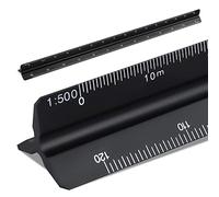 Regla de escala arquitectónica, regla de escala triangular de aluminio, métrica 1:100, 1:200, 1:250, 1:300, 1:400, 1:500 estándar de 12 pulgadas para arquitectos, dibujantes e ingenieros, color negro