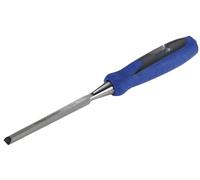 Regla de Formón 16 mm con mango plástico, ideal para tallar, esculpir y realizar cortes precisos en madera.