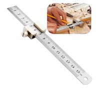 Regla de Gancho de Acero Inoxidable de 15 cm, Regla métrica de acero con tope de regla con Doble Escala Métrica e Imperial, Regla de Medición Precisa para Carpinteros, Ingenieros y Uso de Oficina