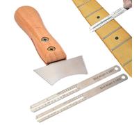 Regla de guitarra, Guitarra recta | Luthier Tools Acero inoxidable - Medición de accesorios de nivelación, raspador de ranura con mango de madera para limpieza, luthier, mantenimiento, instrumento de