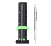 Regla de línea de marcado de trazador de carpintería tipo T, regla de marcado de doble línea de aleación de aluminio ajustable con aguja de acero Herramienta de diseño y medición (Verde)