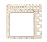 Regla de madera para tejer ganchillo, medidor de agujas de pino de alta calidad, herramienta de medición de hilo con regla circular y medidor rectangular para proyectos de manualidades (15 cm)