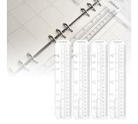 Regla de marcapáginas A5 de 4 piezas, regla de marcapáginas, carpetas, marcadores de página de plástico, buscador de páginas para formato A5, cuaderno de 6 agujeros, hoja suelta, regla estándar de 6