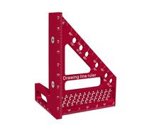 Regla de medición 3D multiángulo, transportador de regla cuadrada de aleación de aluminio, regla de trazado de posición del agujero, regla de línea de dibujo de 45/90 grados (regla de trazado de