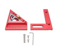 Regla de medición de ángulo múltiple UADME 3D 0-180 PROTRACTOR ALUMINUM ALUMINIO Línea de dibujo anodizado Regla Square Carpenter (Rojo y gris)