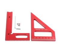 Regla de Medición de Ángulos Multi 3D, Escuadra de Aluminio para Carpintería con Escalas Imperiales, Herramienta de Medición para Ingenieros, Carpinteros y DIY, 45 y 90 Grados (Roja)