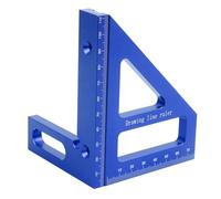 Regla de medición de múltiples ángulos 3D, 45 90 grados Aleación de aluminio Carpintero Cuadrado Carpintería Cuadrado Transportador Mitra Triángulo Regla para ingeniero carpintero (Azul)