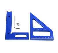 Regla de medición de múltiples ángulos 3D, transportador cuadrado de carpintería de aleación de aluminio, regla triangular de inglete de 45 90 grados con escalas imperiales, (Azul)