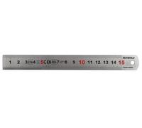 Regla de medición Faithfull de 150 mm (6 pulgadas) - Regla de acero inoxidable plateado mate con graduaciones métricas claras y orificio para colgar