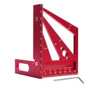 Regla de medición multiángulo 3D, transportador cuadrado de 22.5 a 90 grados, regla triangular de aleación de aluminio para ingeniero, carpintero, manualidades, dibujo (rojo)