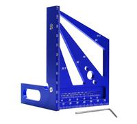 Regla de medición multiángulo 3D, transportador cuadrado de 22.5 a 90 grados, regla triangular de aleación de aluminio para ingeniero, carpintero, manualidades, dibujo (azul)