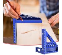 Regla de medición multifuncional de aleación de aluminio 3D | buscador de ángulos de 200 mm con marcas de 22,5° a 90°, agujeros cuadrados y redondos |