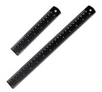 Regla de metal de 30 cm y 15 cm, regla de acero, regla de metal, escala de doble cara, escala de acero, juego de 2 unidades, herramienta de medición de borde (negro)