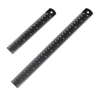 Regla de Metal y Acero Inoxidable de Doble Cara 15 cm 30 cm, 2 Piezas para Escuela, Ingeniería, Enseñanza, Oficina y Casa (Negro)