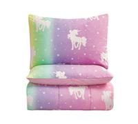 Regla de nios Unicornio de 3 piezas y estrellas que brillan en el conjunto de edredones oscuros con 1 edredn de tamao de cama completo y 2 cubiert