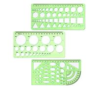 Regla de plantilla de 3 piezas, regla de plantilla de dibujo de plástico, escala clara, regla de plantilla de medición, geometría dibujo precisa, 3 estilos diferentes, adecuado oficina, la escuela