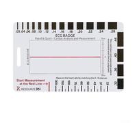 Regla de plástico de 7 pasos para interpretación de ECG con puntos de referencia visuales que cubren los siete pasos clave desde el latido del corazón hasta la evaluación de la onda T (1 unidad)