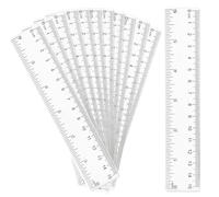 Regla de plástico transparente, 11 unidades, regla recta de 6 pulgadas, regla de plástico transparente a prueba de roturas, regla de plástico transparente, kit para estudiantes, escuela, niños, aula,