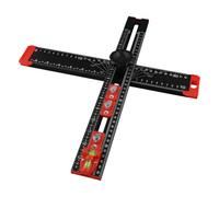 Regla de posicionamiento de perforación 2 en 1 para carpintería, herramienta de marcado de aleación de aluminio con buscador de ángulo, deslizadores ajustables de doble nivel de burbuja para un