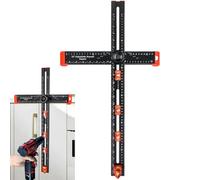 Regla de posicionamiento de perforación 4 en 1 ajustable, regla de cuadrado T para carpintería, herramienta de medición de ángulo múltiple para marcado de precisión, negro