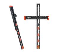 Regla de posicionamiento de perforación 4 en 1 con 3 deslizadores, herramienta de ángulo de carpintería cuadrada ajustable en T para carpintería, dibujo de escribas, herramienta precisa para taladrar