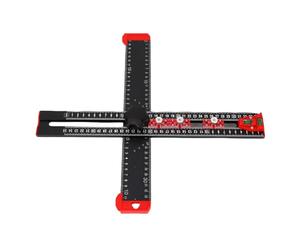 Regla de Posicionamiento para Taladrado 4 en 1, Escuadra Métrica Ajustable 35cm, Multiángulo, Plantilla para Agujeros en Cajones y Puertas, Negra - Diseño Multifuncional, Niveles