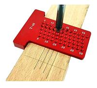 Regla de Trazado para Carpintería de Aluminio 6061 Tipo T - Herramienta Profesional de Marcado Precisa y Resistente en Madera, Trazador de Agujeros (Rojo)