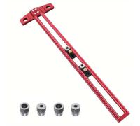 Regla de trazador de carpintería tipo T, calibre de línea de 90 grados y cuadrado en T con mangas de taladro para armarios, muebles y proyectos de carpintería (300 mm)