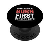 Regla de verano 1 Quemar primer arrepentimiento después quemaduras solares PopSockets PopGrip Adhesivo