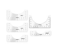 Regla guía - Instrumento de nivelación de ropa transparente, juego de calibración de posición de cinco piezas para impresión textil, marco de tamaño con líneas de rejilla, equipo de sastrería, ayuda