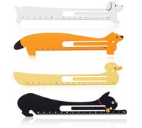 Regla Metalica, 4 piezas Marcadores De Regla De Animales, 2 en 1 Regla Recta de 15 cm, Marcapaginas Niños, gobernante de los niños, Cumpleaños Niños, para Escuela y Oficina
