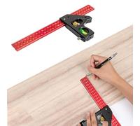 Regla para trabajar la madera, Escuadra,Herramienta cuadrada de acero inoxidable con cuerpo metálico - 3de carpintería y soldadura, escuadra combinada profesional de metal resistente